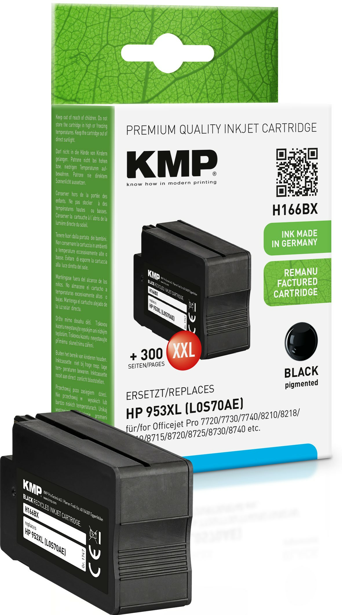 KMP Patrone HP 953XL (L0S07AE) black 2300 S. H166BX Hybrid refil KMP Patrone HP 953XL (L0S07AE) black 2300 S. H166BX Hybrid refil
