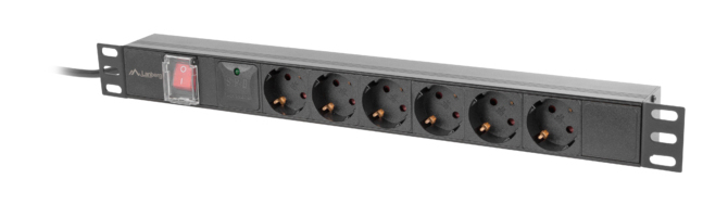 LANBERG 19" PDU-Steckdosenleiste 1U 6xSchuko 2,0m 16A sw