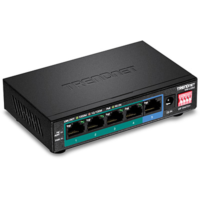 TRENDnet Switch 5-Port Gbit PoE+ long range 200m 32W Metall