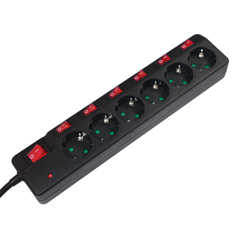 Logilink Steckdosenleiste 6-fach, 1,5m mit 6 Schalter schwar Logilink Steckdosenleiste 6-fach, 1,5m mit 6 Schalter schwar