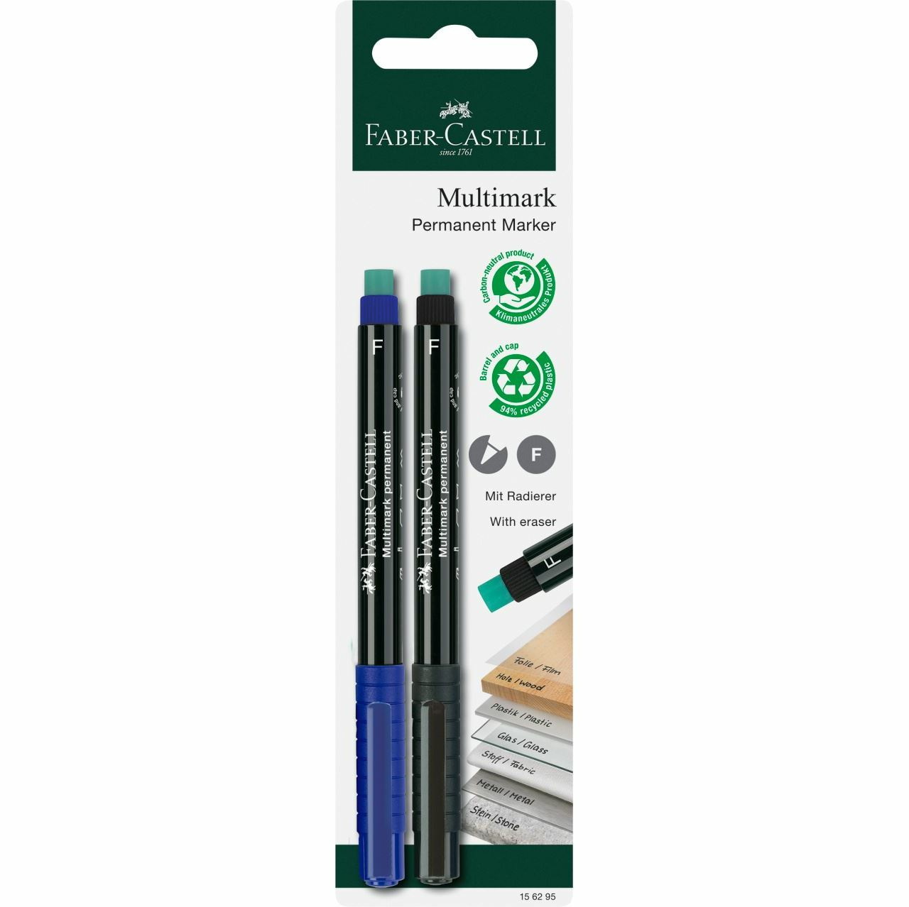FABER-CASTELL Marker Multimark permanent F bl/&shy;sw 2x BK