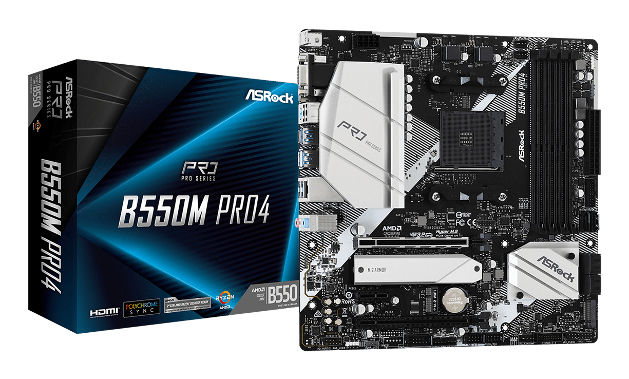 ASRock B550M Pro4                AM4 mATX VGA/&shy;HDMI      DDR4 ret