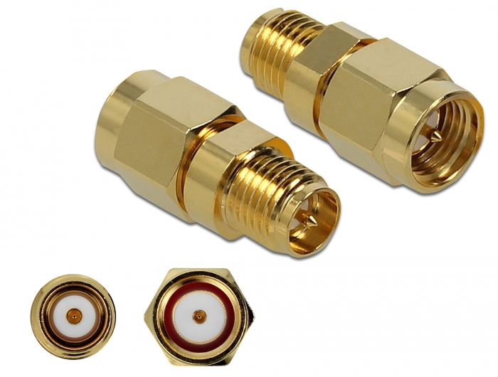 DELOCK Adapter SMA Stecker zu RP-SMA Buchse 10 GHz