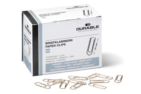 DURABLE Briefklammern 26 mm 1000 Stück verkupfert