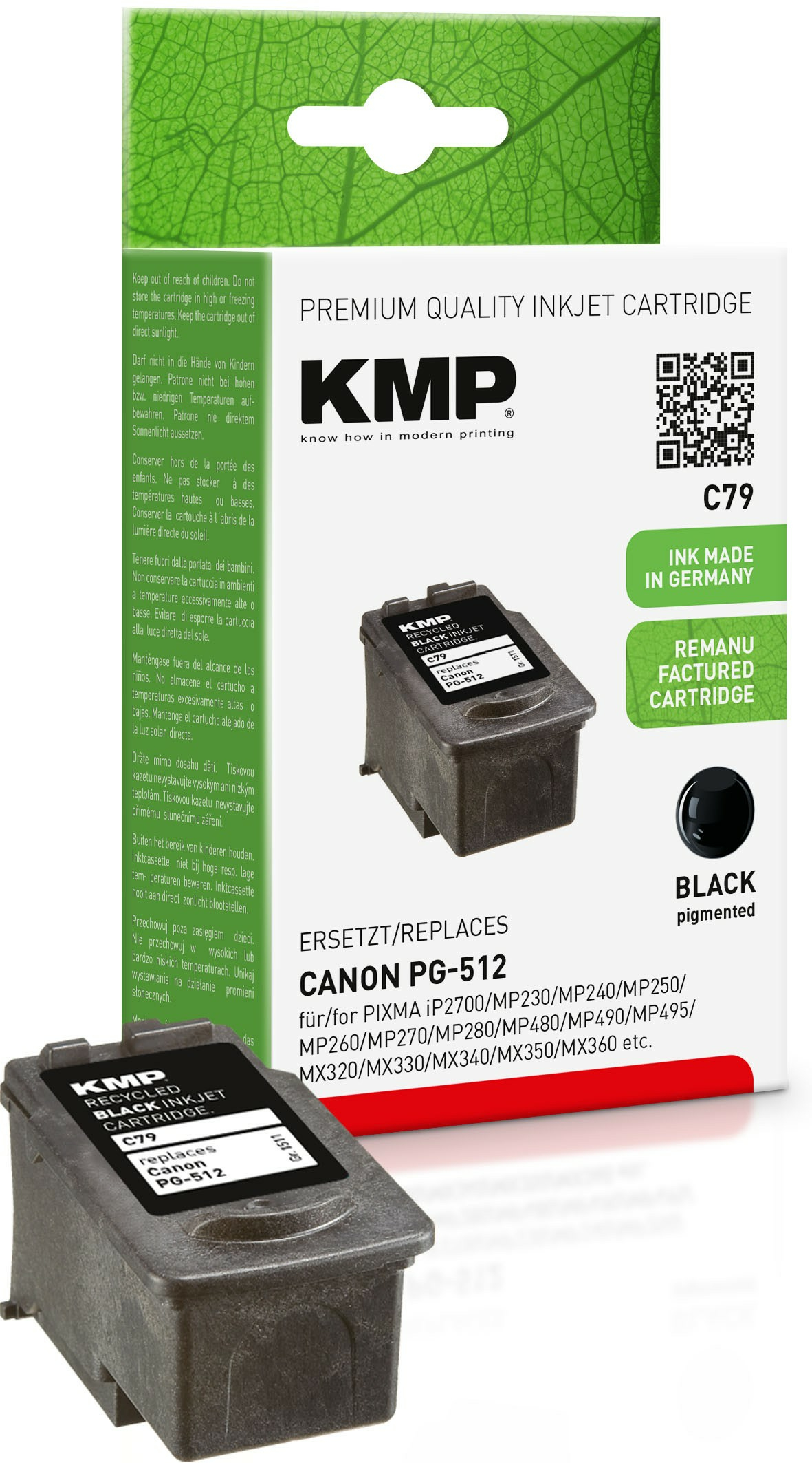 KMP Patrone Canon PG512 black 420 S. C79 refilled