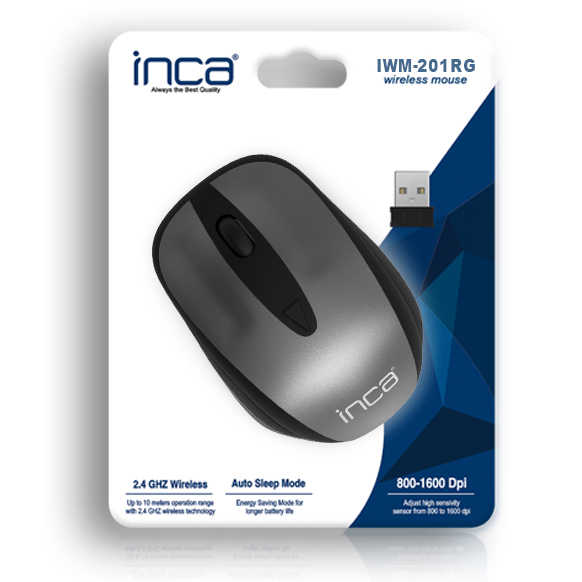 INCA Wrls Maus 1600DPI/&shy;4Tasten/&shy;2.4GHzUSB-A             gr/&shy;sw ret