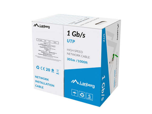 LANBERG LAN-Kabel 1Gb/&shy;s 305m Solid CCA grün