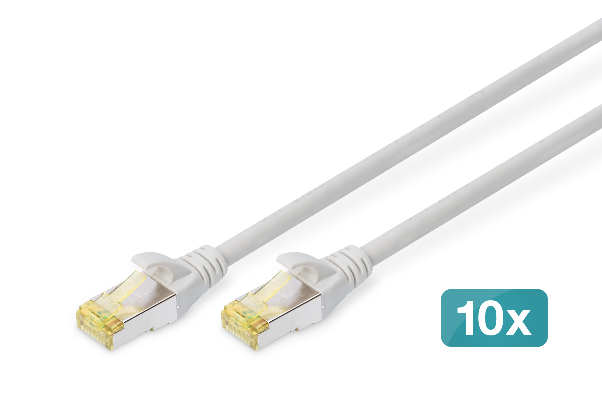 DIGITUS CAT 6A S/&shy;FTP Patchkabel, 10 Stück, 0,5m, grau