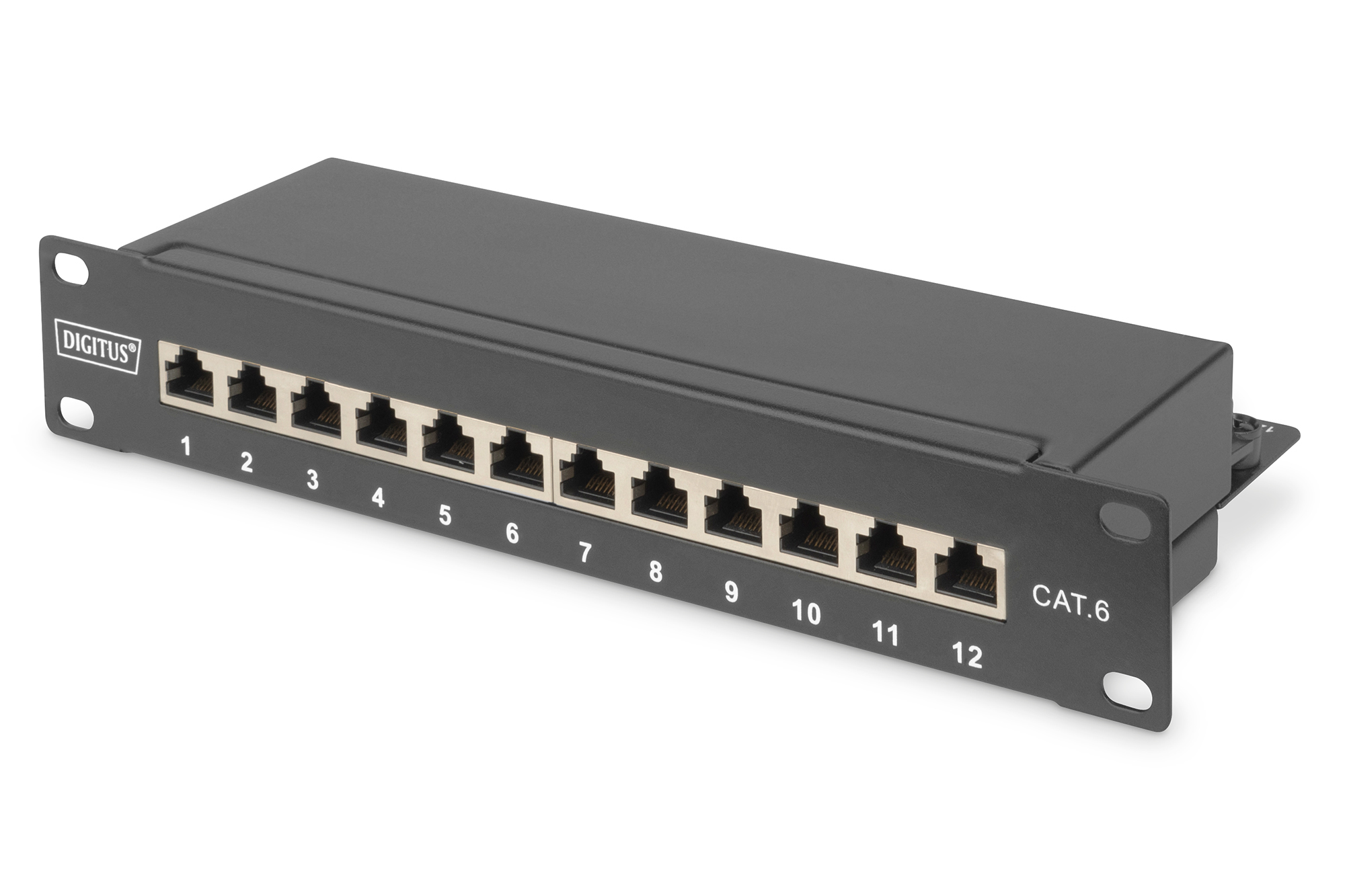 DIGITUS Patchpanel 1HE 12-Port Cat6 ClassE geschirmt schw.