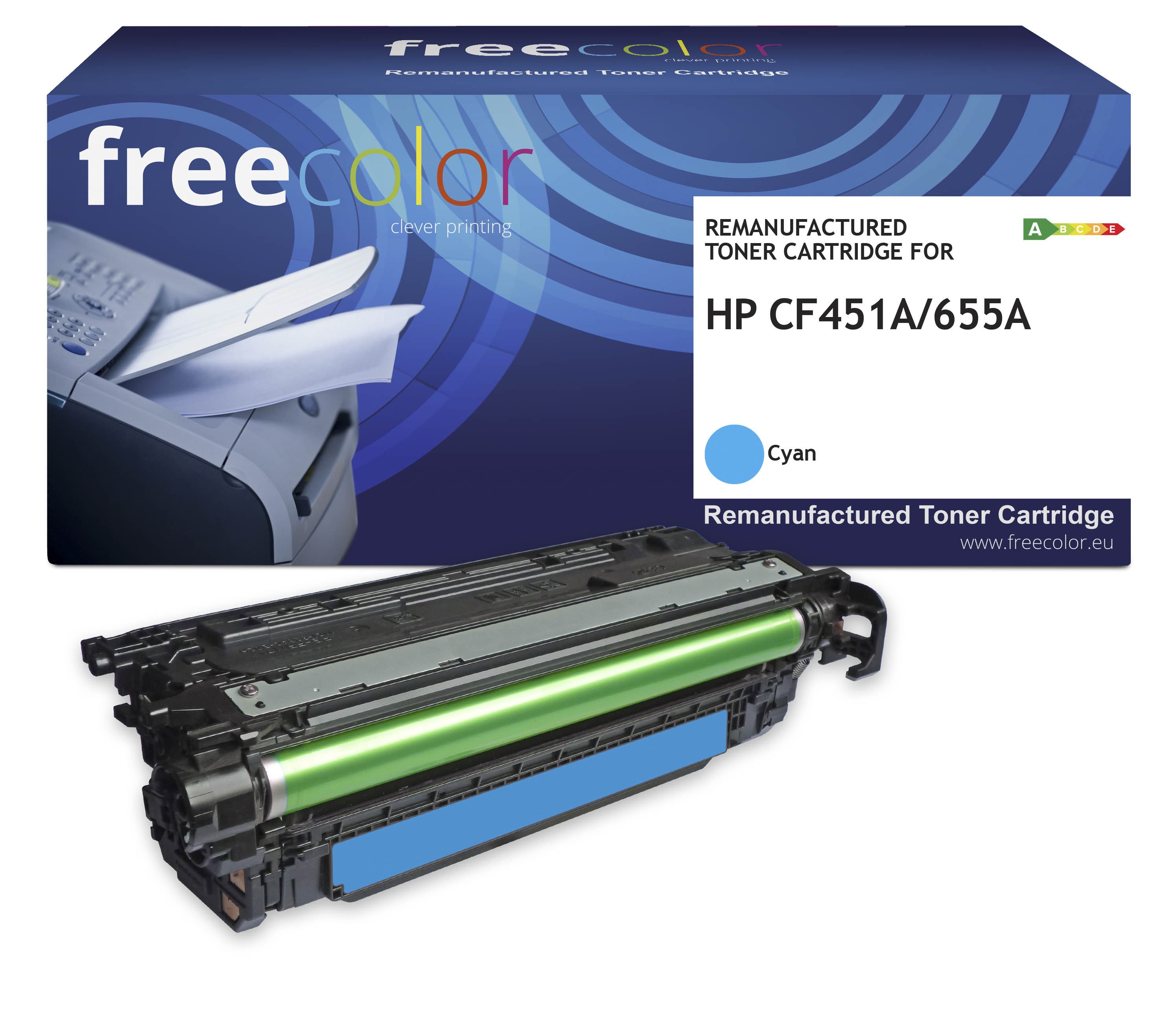 Freecolor Toner HP 655A (CF451A) cyan 10500 Seiten remanufacture