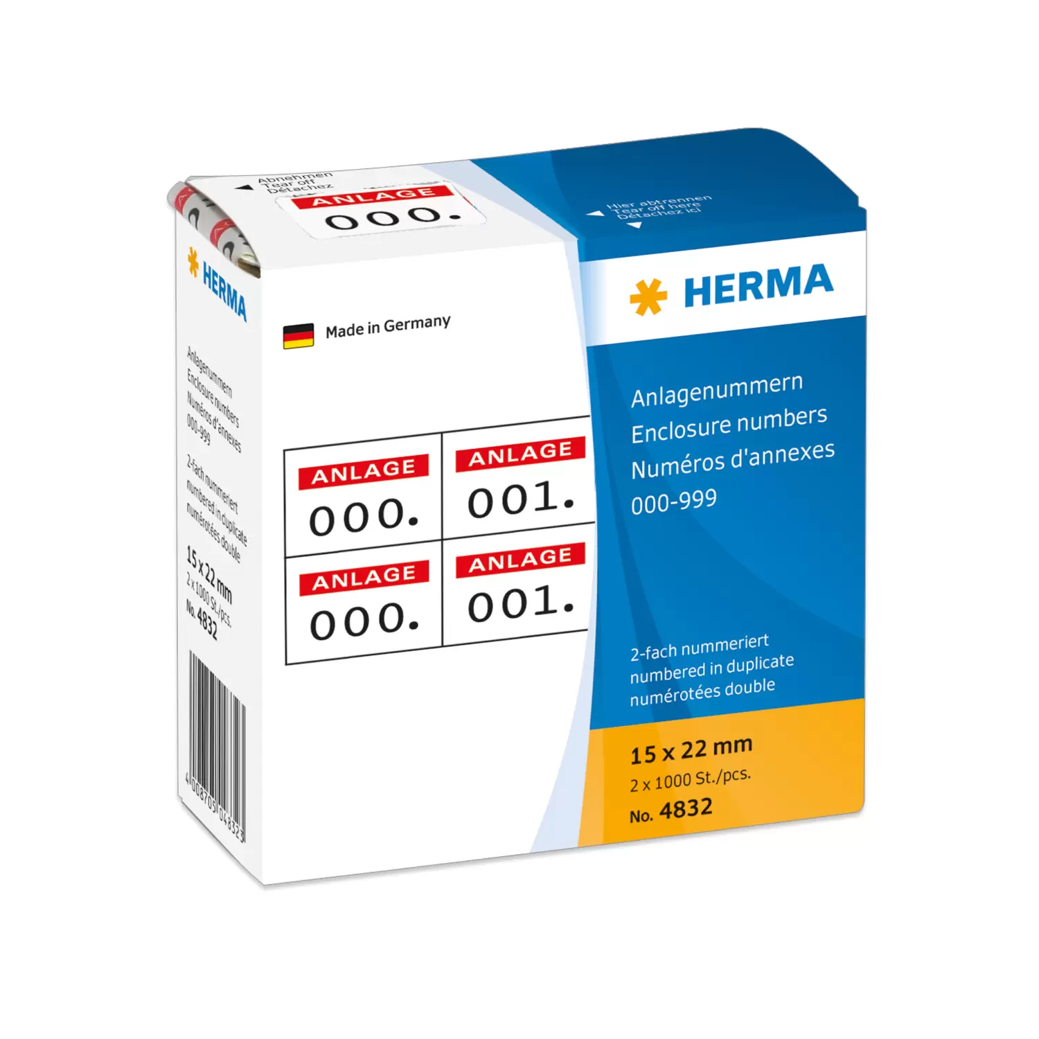 HERMA Anlagennr. selbstkl. 2-fach 15x22 mm Aufdruck rot