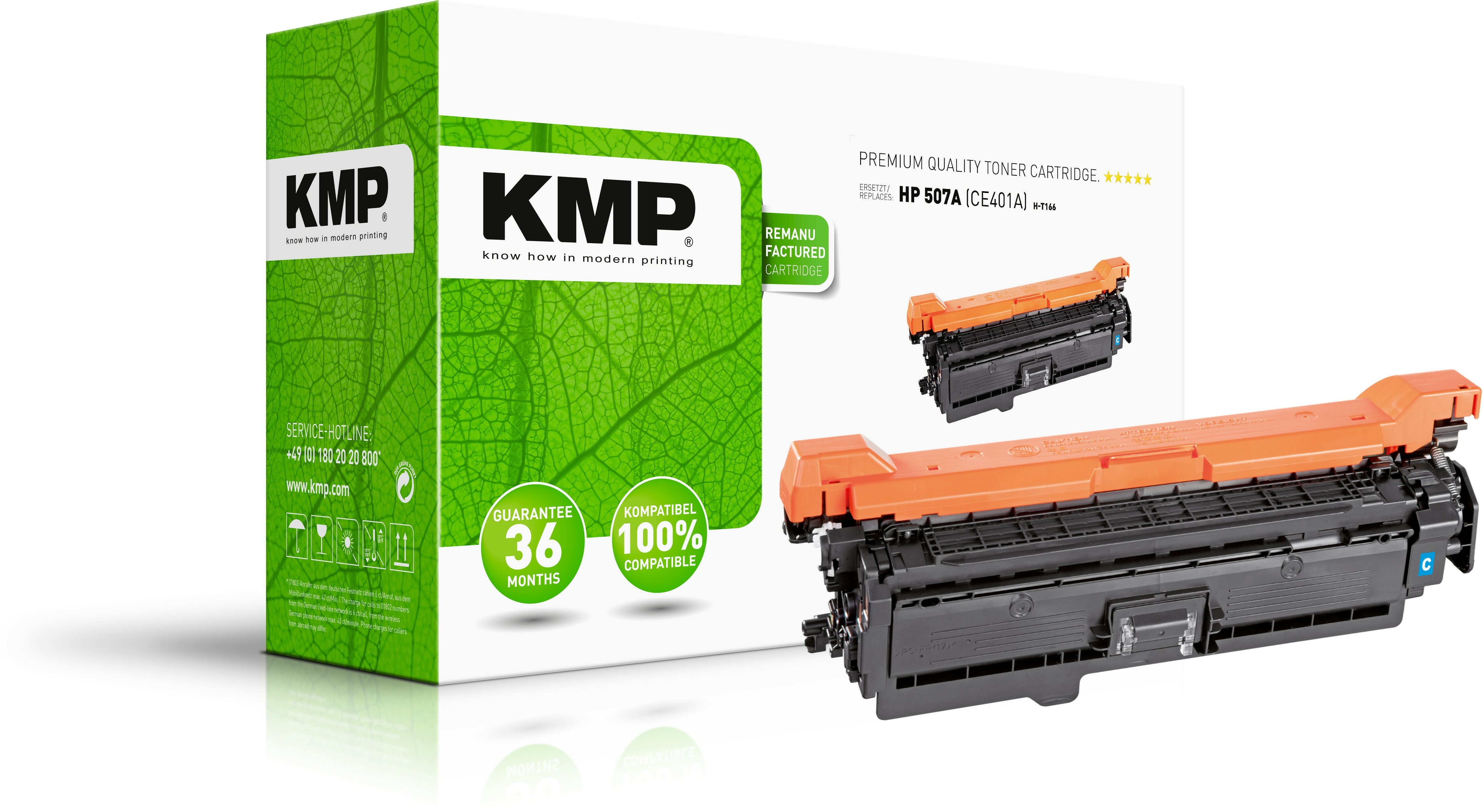 KMP Toner HP CE401A cyan 6000 S. H-T166 remanufactured KMP Toner HP CE401A cyan 6000 S. H-T166 remanufactured