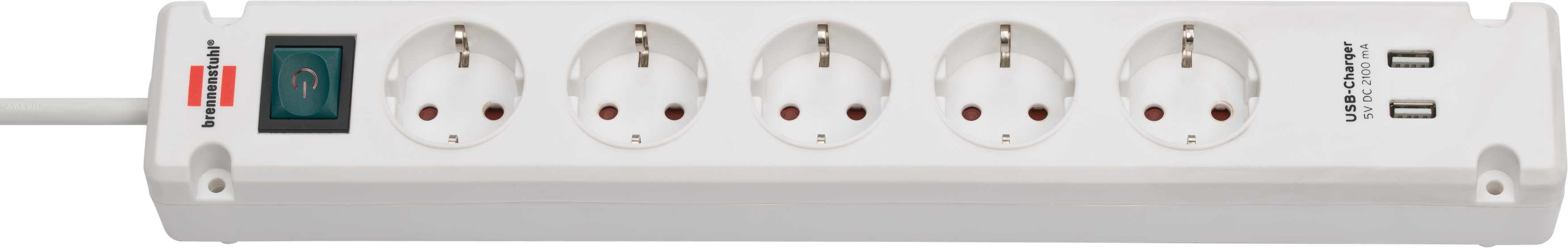 Brennenstuhl Steckdosenleiste Bremounta 5x+USB weiß 3m
