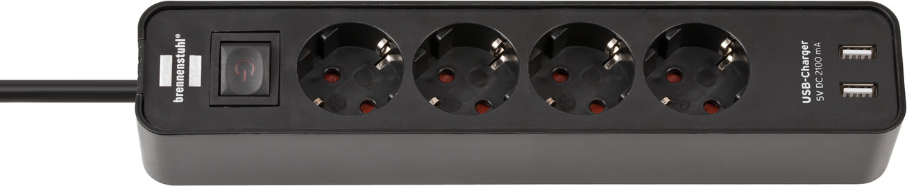 Brennenstuhl Steckdosenleiste Ecolor 4x+USB schwarz 1.5m