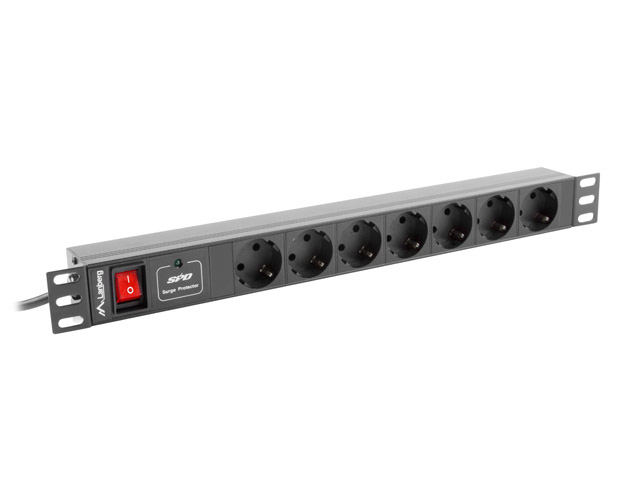 LANBERG 19" PDU-Steckdosenleiste 1U 7xSchuko 2,0m 16A sw