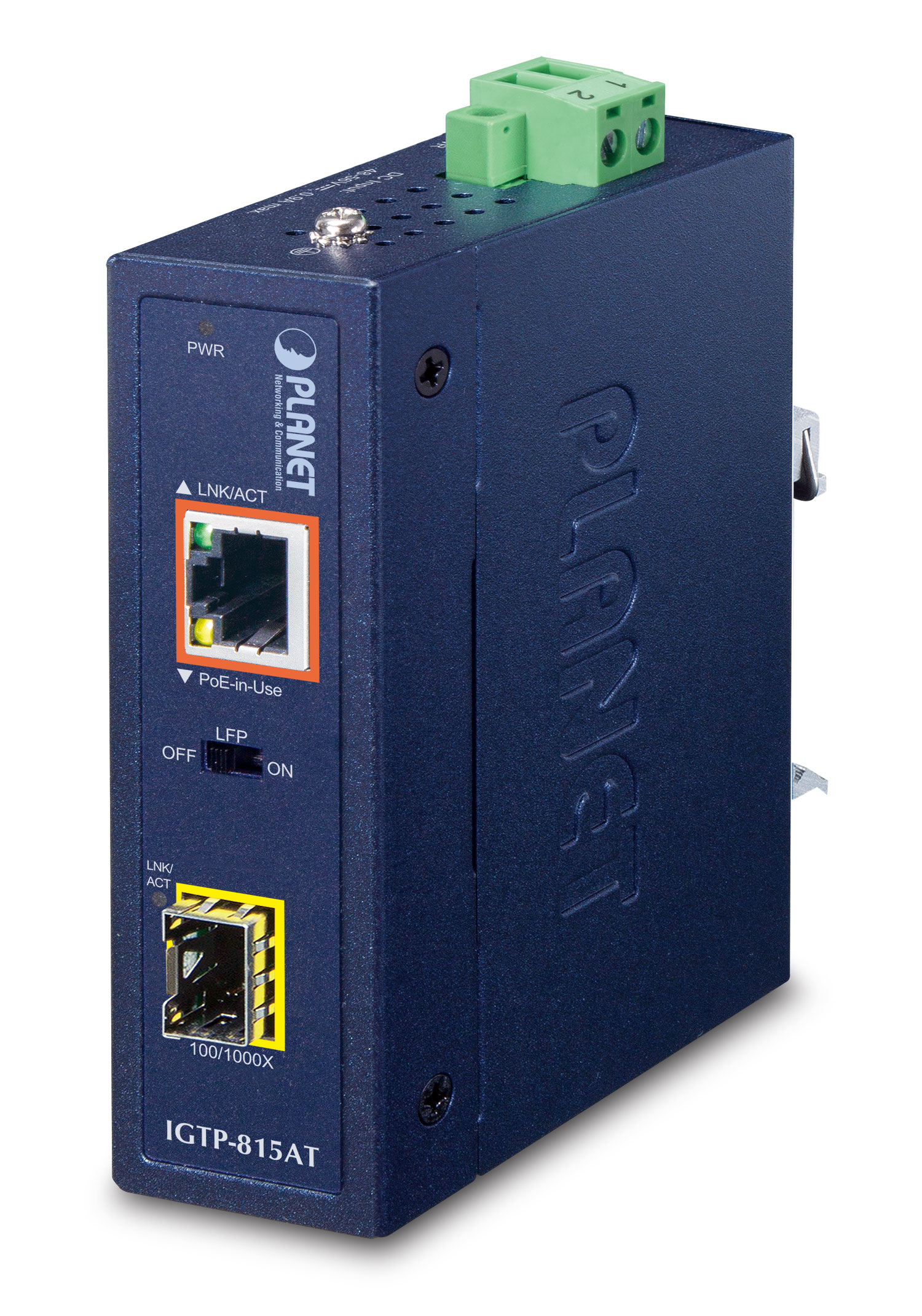 PLANET Industrial Media Converter IGTP-815AT 802.3at PoE+
