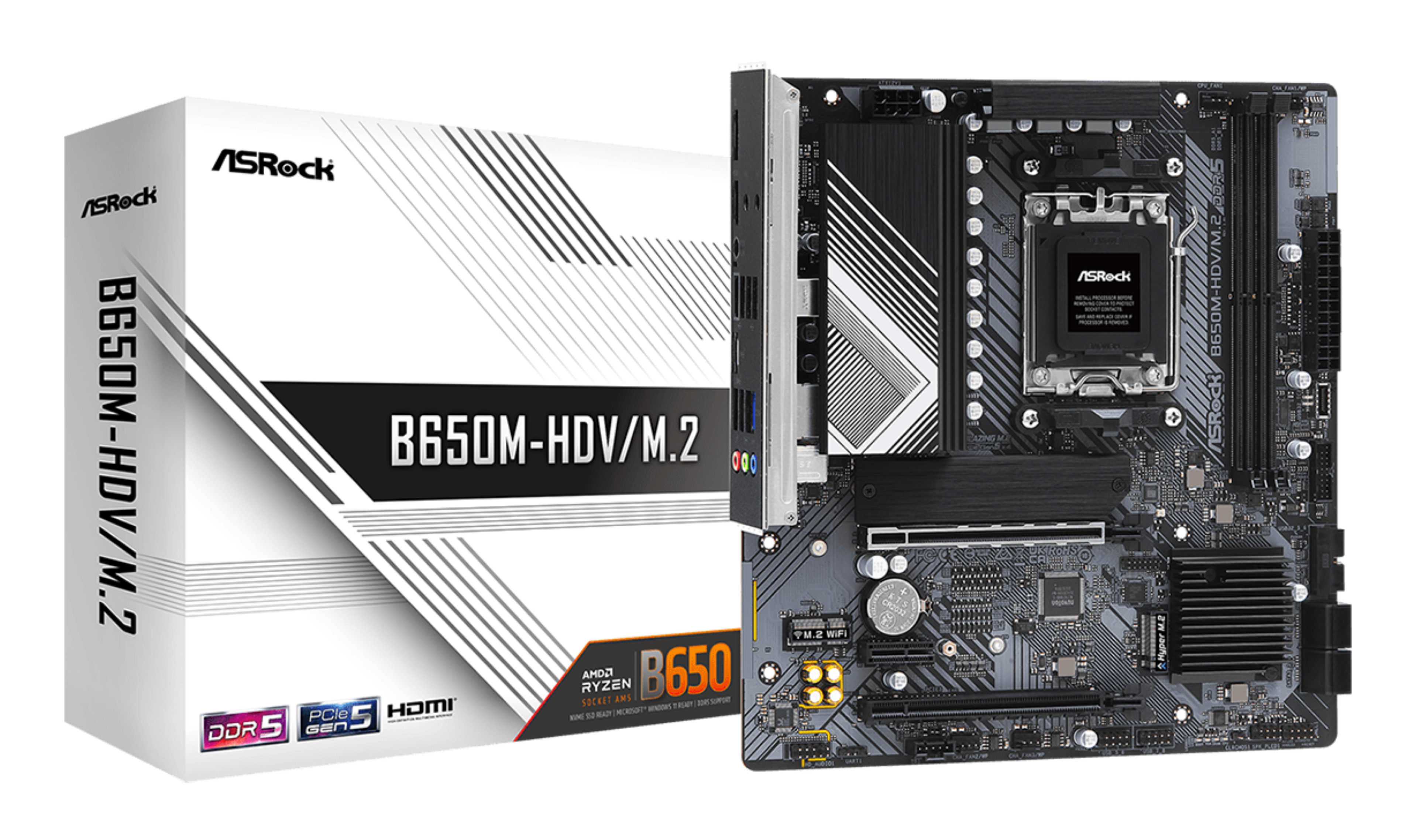 ASRock B650M HDV/&shy;M.2             AM5 mATX HDMI/&shy;DP       DDR5