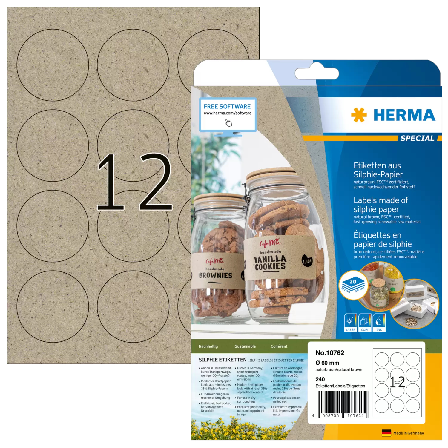 HERMA Etiketten Silphie A4 20 Blatt 60mm Rund