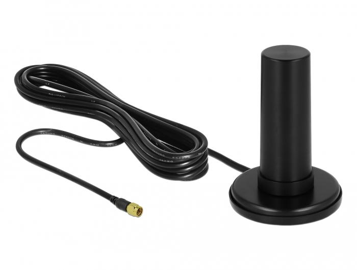 DELOCK 5G LTE Antenne SMA Steck. 0-3 dBi Ansch. RF195 3m SW