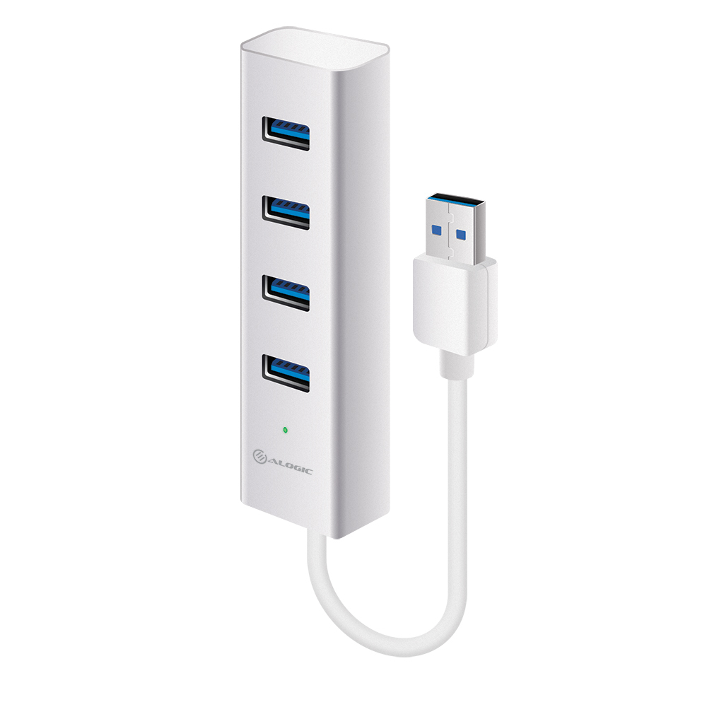 Alogic USB 3.0 4-Port USB Hub Alu Premium Series Silber
