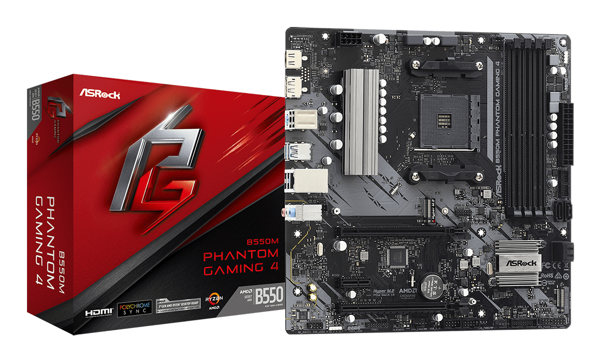 ASRock B550M Phantom Gam. 4      AM4 mATX HDMI/&shy;DP       DDR4 ret