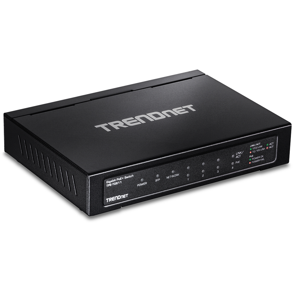 TRENDnet Switch 6-Port Gbit PoE+ 65W 1xSFP Metall