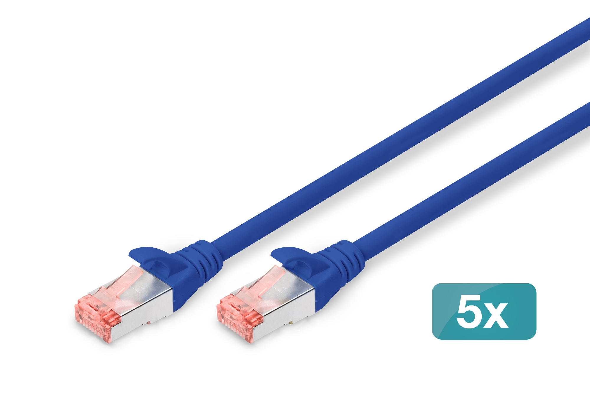 DIGITUS CAT 6 S/­FTP Patchkabel, 5 Stück, 10m, blau DIGITUS CAT 6 S/­FTP Patchkabel, 5 Stück, 10m, blau