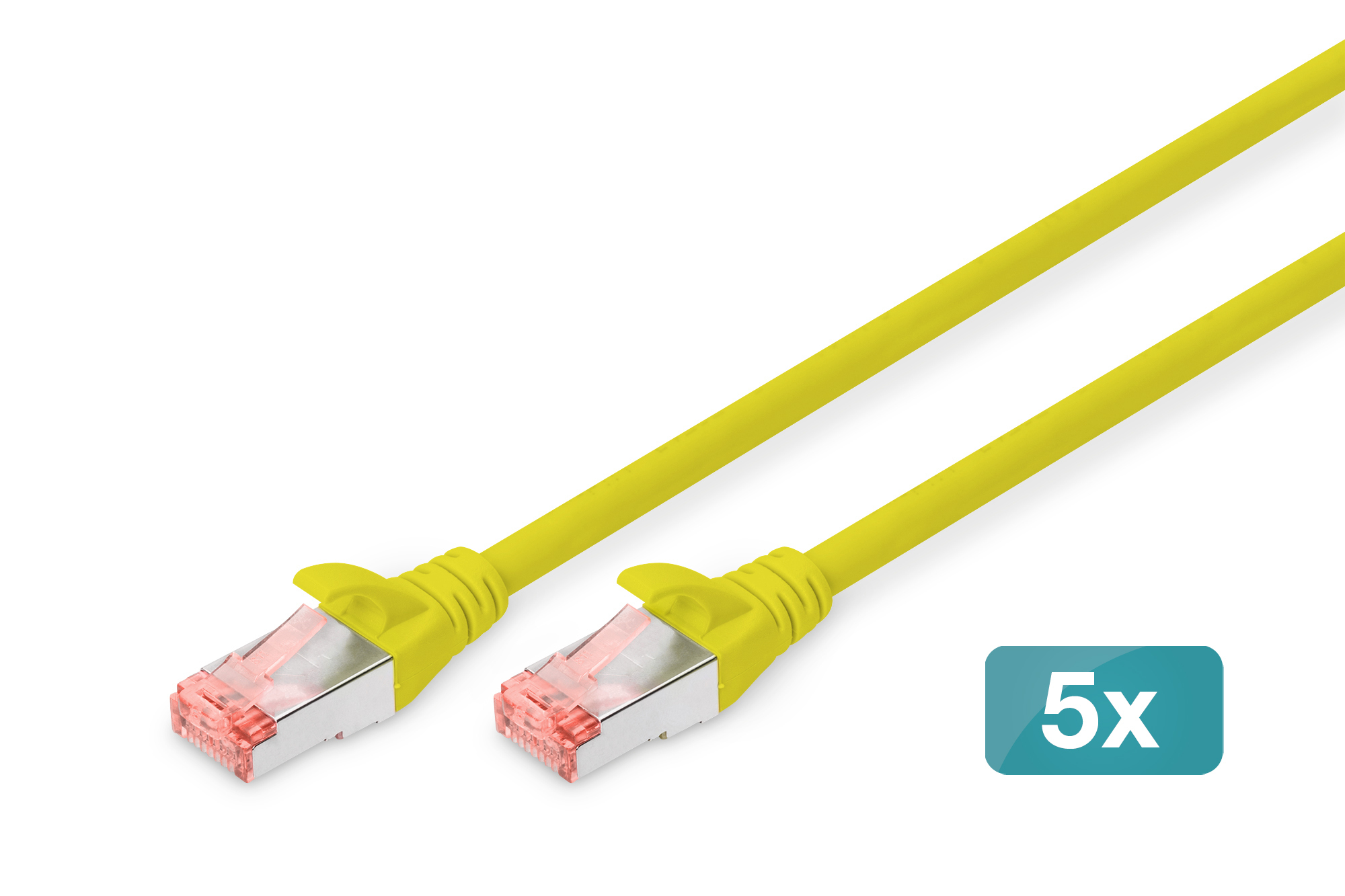 DIGITUS CAT 6 S/&shy;FTP Patchkabel, 5 Stück, 10m, gelb
