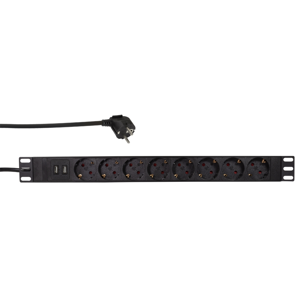 Logilink Steckdosenleiste 8-fach CEE7/&shy;3+2 USB, mit Ü-Schutz