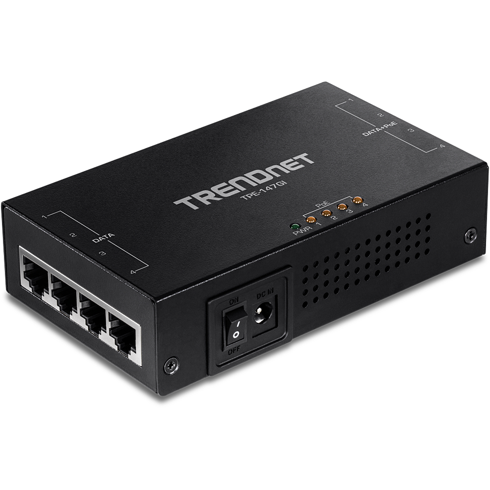 TRENDnet Injector Gbit PoE+ 30W 4-Port(65W Gesamtleistung)