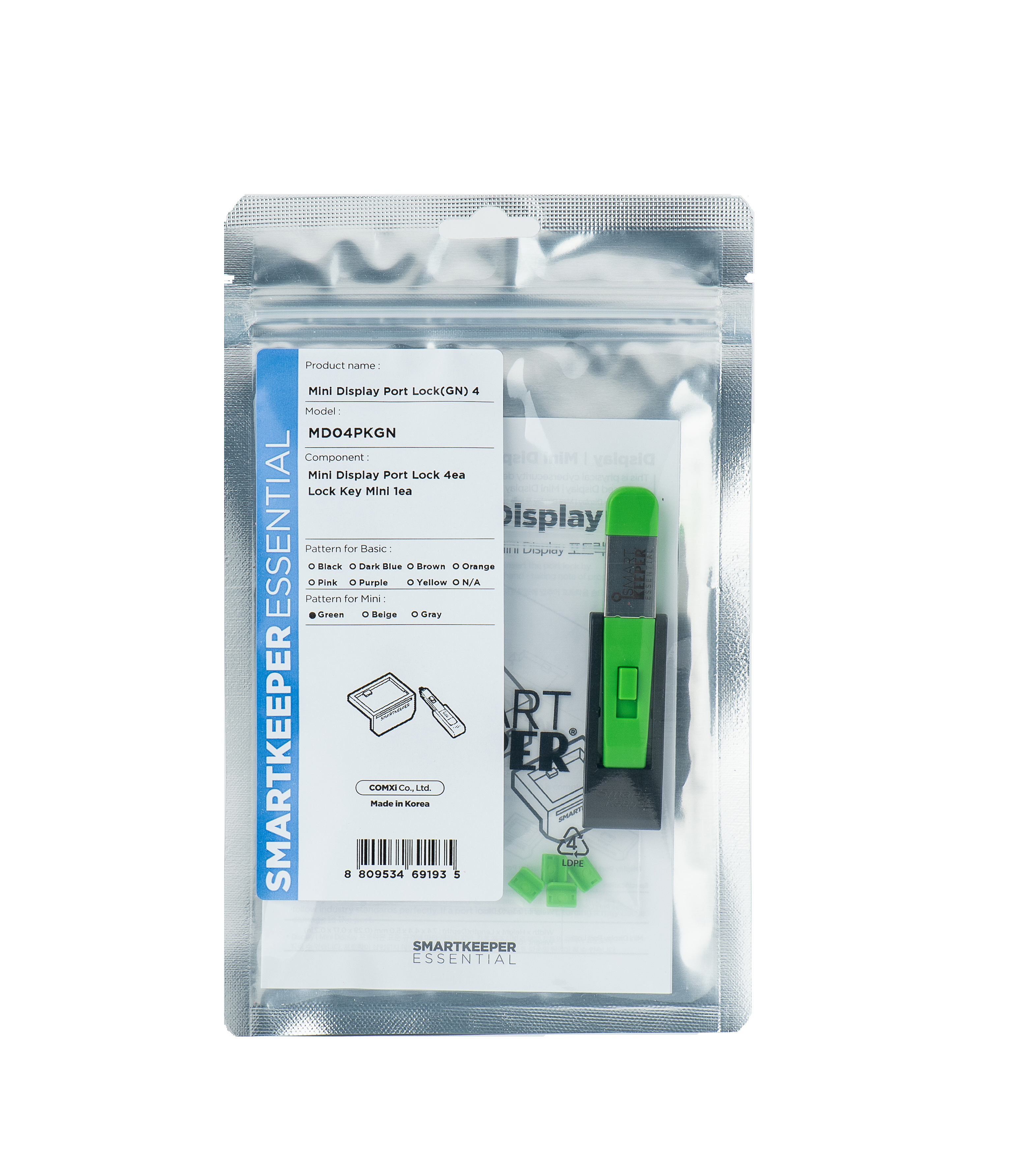 SmartKeeper Mini "MiniDisplayPort" Blocker grün 4 Stk.+Key