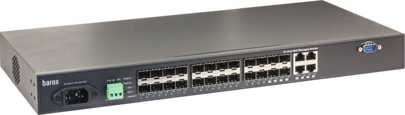 barox Switch 4-Port 4X10/&shy;100/&shy;1000TX, RJ45, 24x100/&shy;1000FX