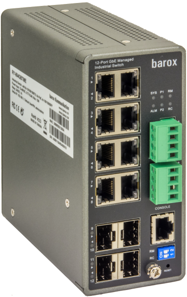 barox Switch 8-Port 8x10/&shy;100/&shy;1000TX RJ45 4x100/&shy;1000FX SFP