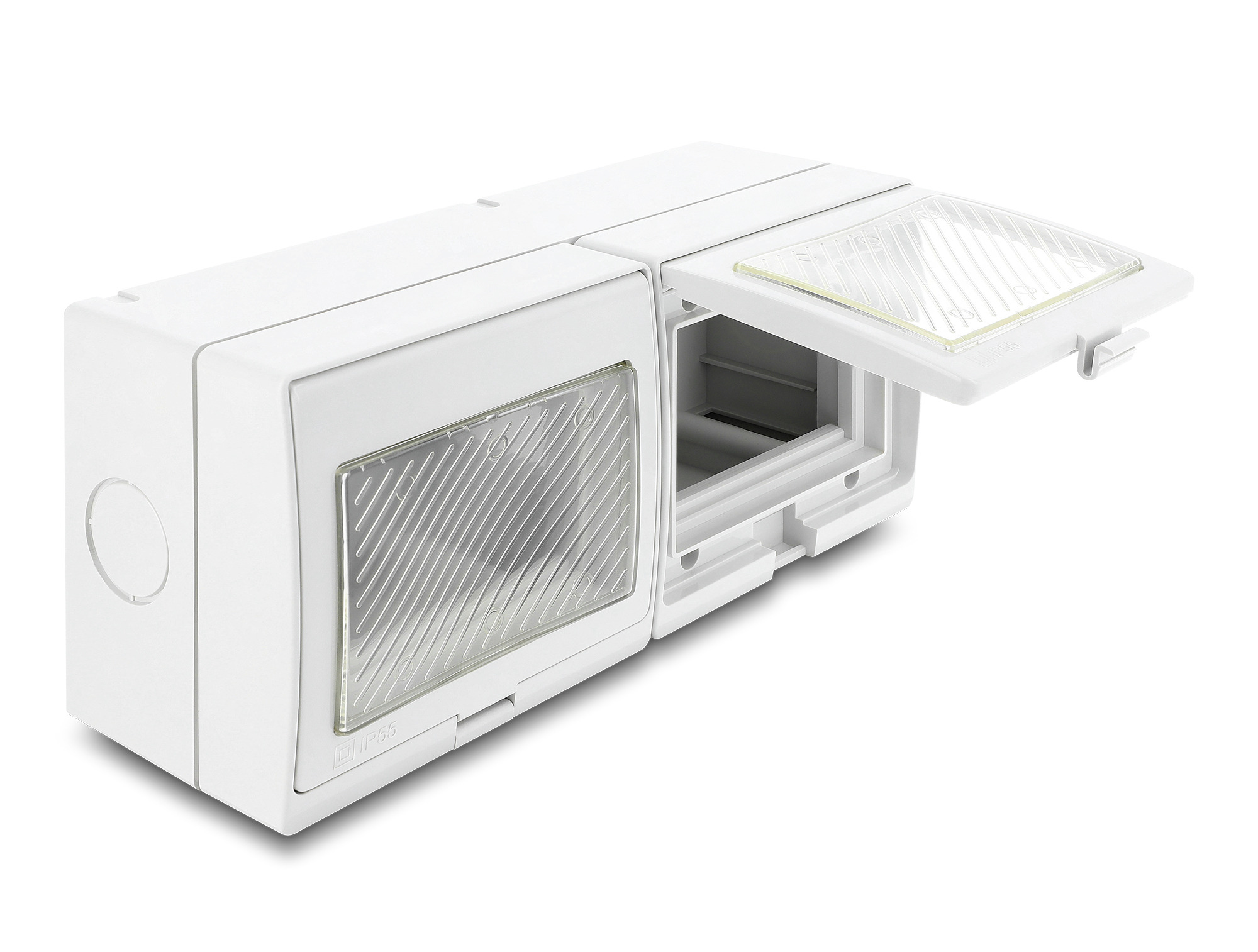 DELOCK Easy 45 Aufputzgehäuse IP55 wasserfest 6 Port