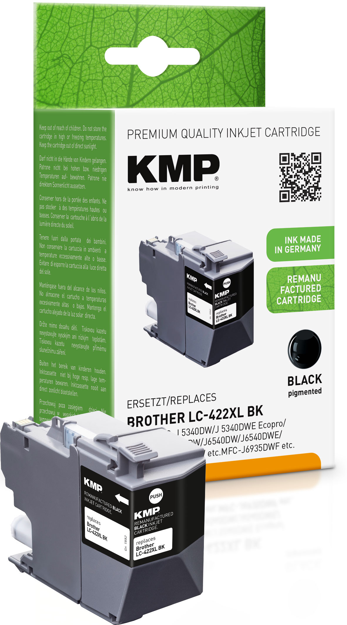 KMP Patrone Brother MFC-J5340DW LC422XLBK black 3000S. 66ml rema