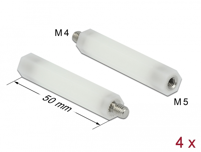 DELOCK Abstandshalter M 5 x M 4,Sechskant,Innen/&shy;Außen 50 mm