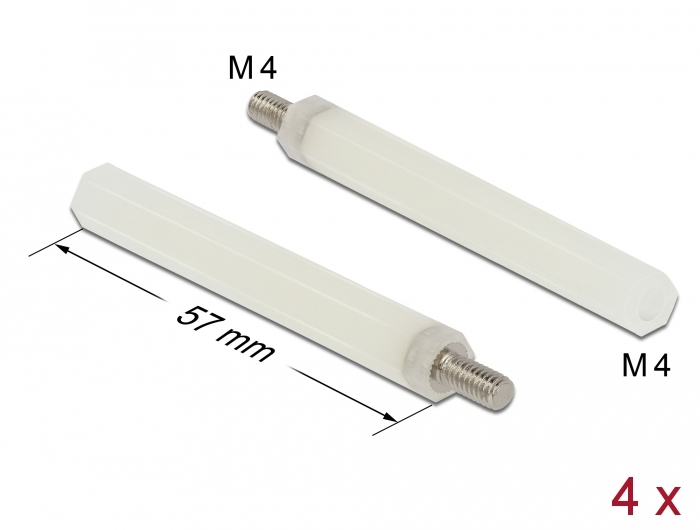DELOCK Abstandshalter M 4 x M 4,Sechskant,Inen/&shy;Außen 57 mm