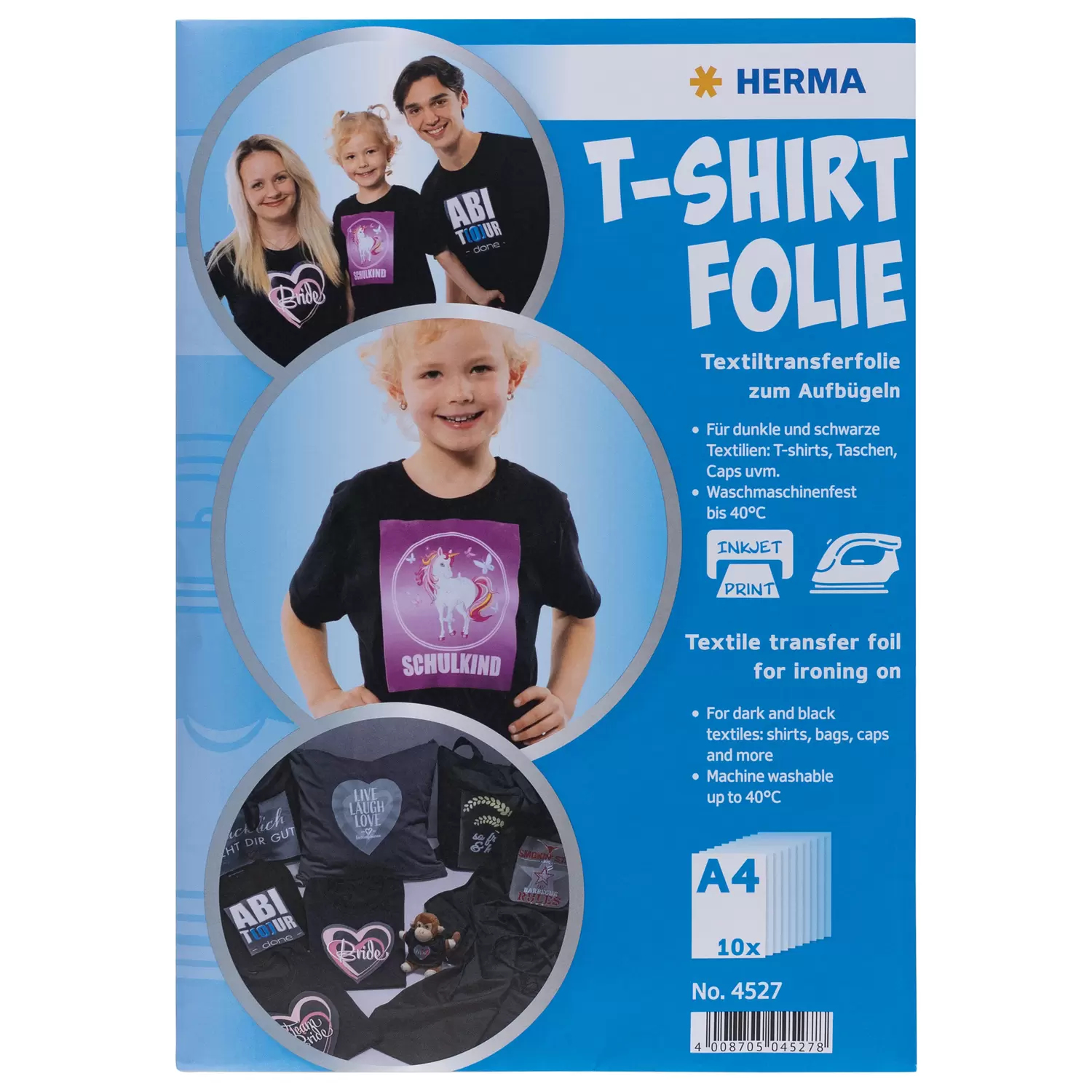 HERMA T-Shirt Folie für dunkle Textilien A4 bedruck.  10 St.