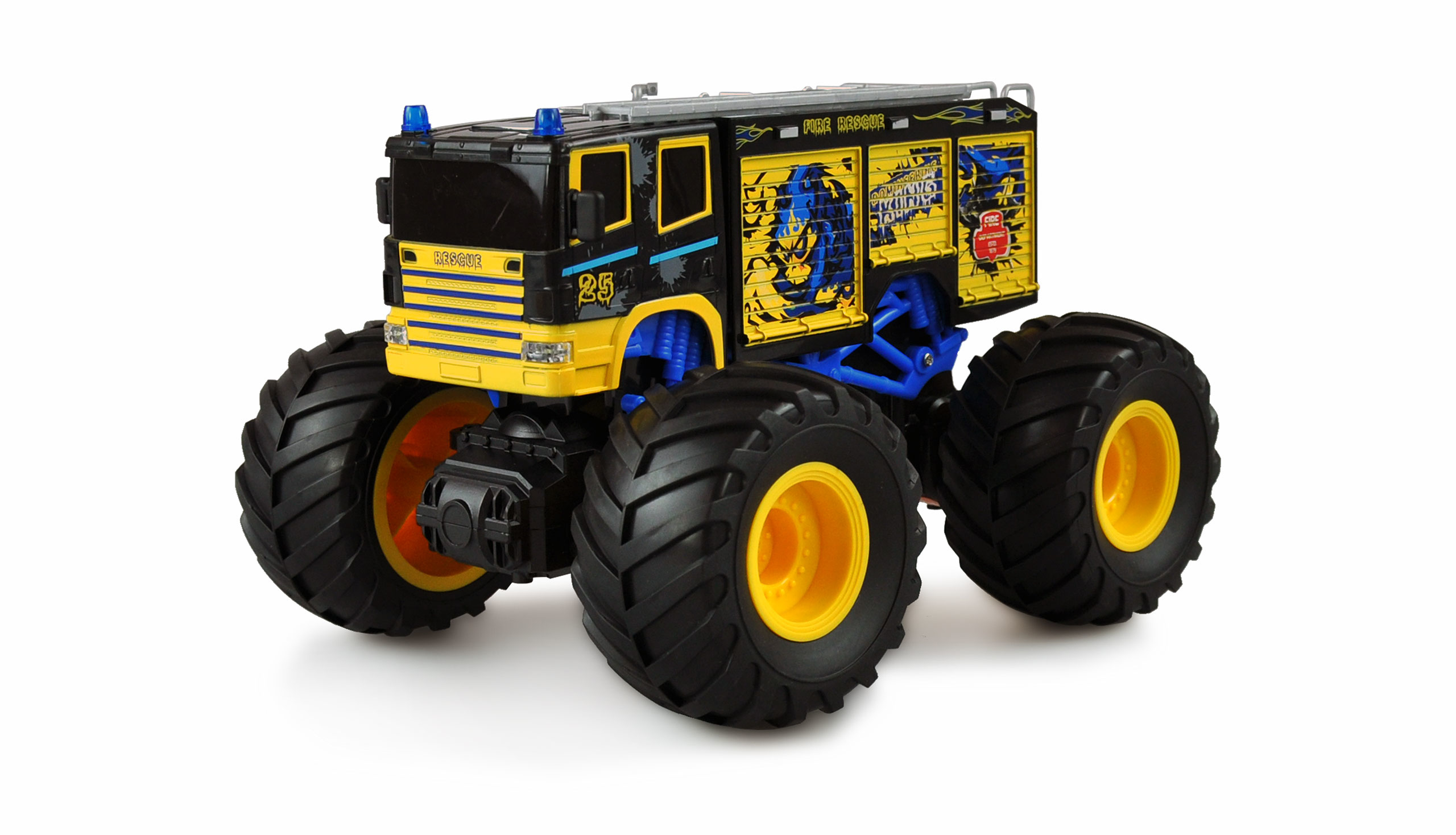 Amewi RC Monstertruck Feuerwehr 1:18 RTR gelb/­blau /­6+ Amewi RC Monstertruck Feuerwehr 1:18 RTR gelb/­blau /­6+
