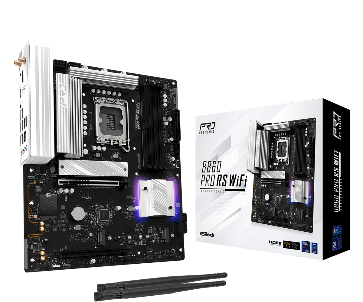 ASRock B860  Pro RS Wifi        1851 ATX  HDMI/&shy;DP       DDR5