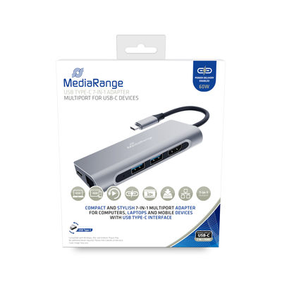 MediaRange DockingStation USB-C -> HDMI,USB3.2,RJ45,PD 60W