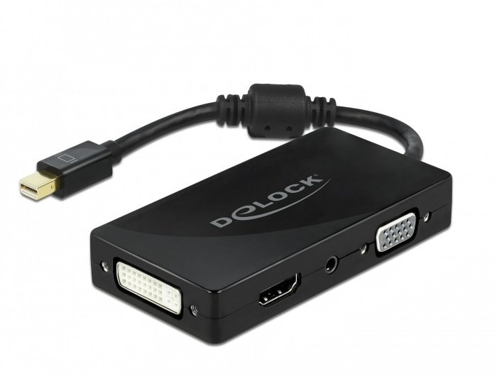 DELOCK Mini DP 1.2 Adapter > VGA/&shy;HDMI/&shy;DVI/&shy;Audio Bu 4K passiv