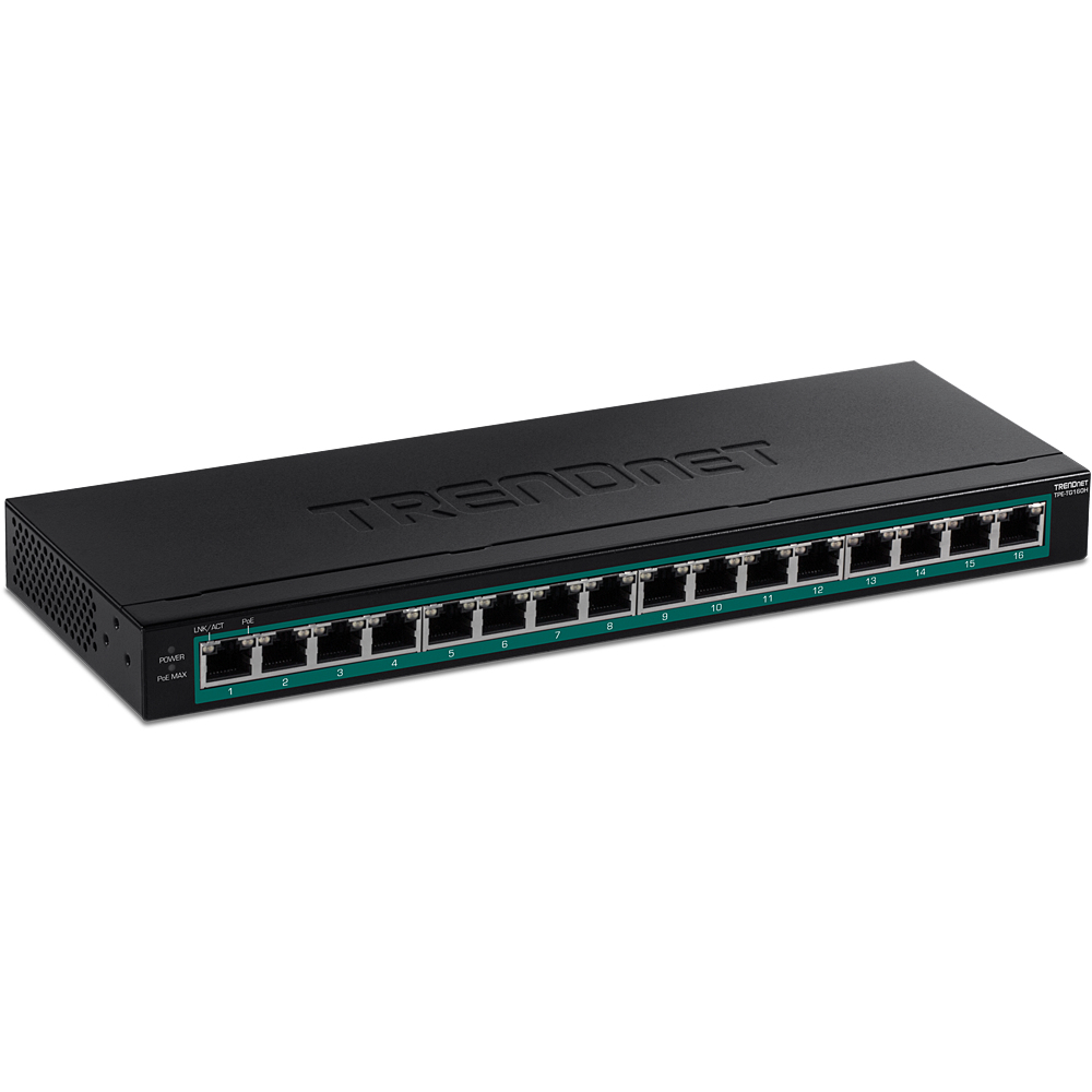 TRENDnet Switch 16-Port Gbit PoE+ 123W 19"