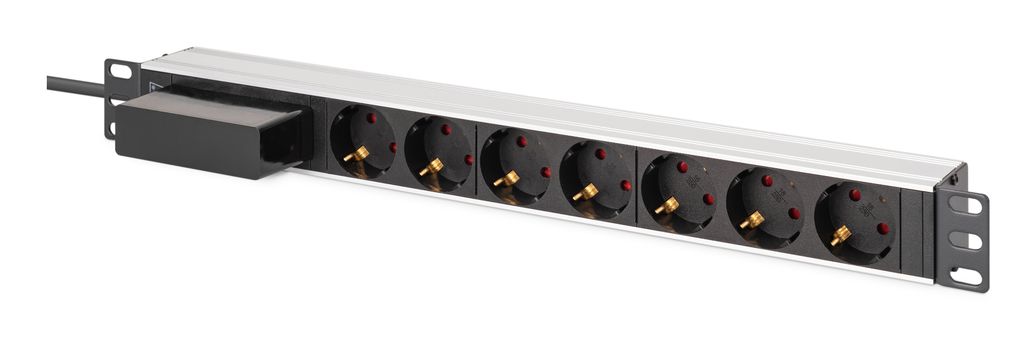 DIGITUS Steckdosenleiste 7-fach 19" Alu. 1HE schwarz