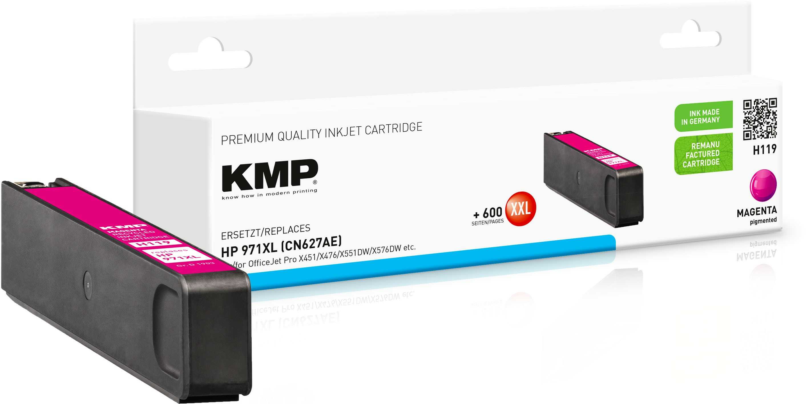 KMP Patrone HP CN627AE NR.971XL magenta 6600 S. H119 refilled KMP Patrone HP CN627AE NR.971XL magenta 6600 S. H119 refilled