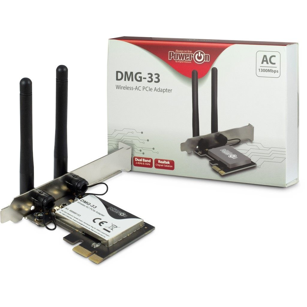 Inter-Tech Wi-Fi 5 PCIe Adapter DMG-33 3dBi Antenne 1300Mbps ret