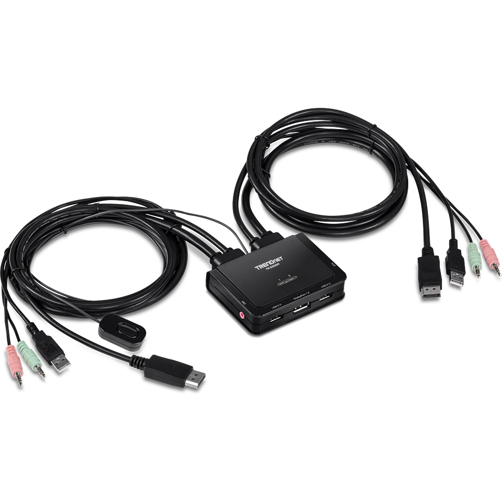 TRENDnet KVM Switch 2-Port DisplayPort/&shy;USB/&shy;Audio 4K m Kabeln