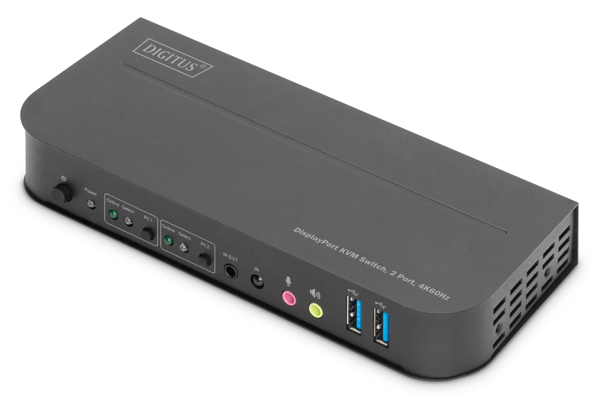 DIGITUS KVM Switch, 2-Port, 4K60Hz, 2xDP in, 1xDP/&shy;HDMI out