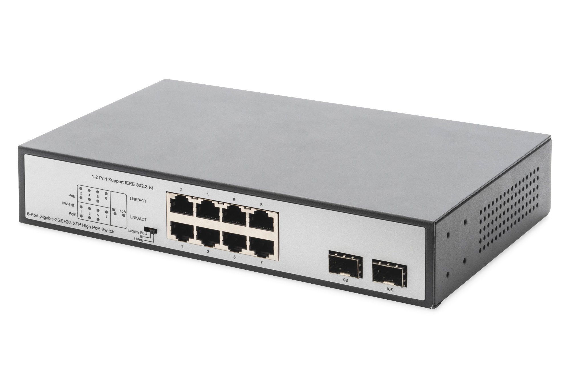 DIGITUS Switch 8-Port  Gigabit 180W PoE Unmanaged schwarz