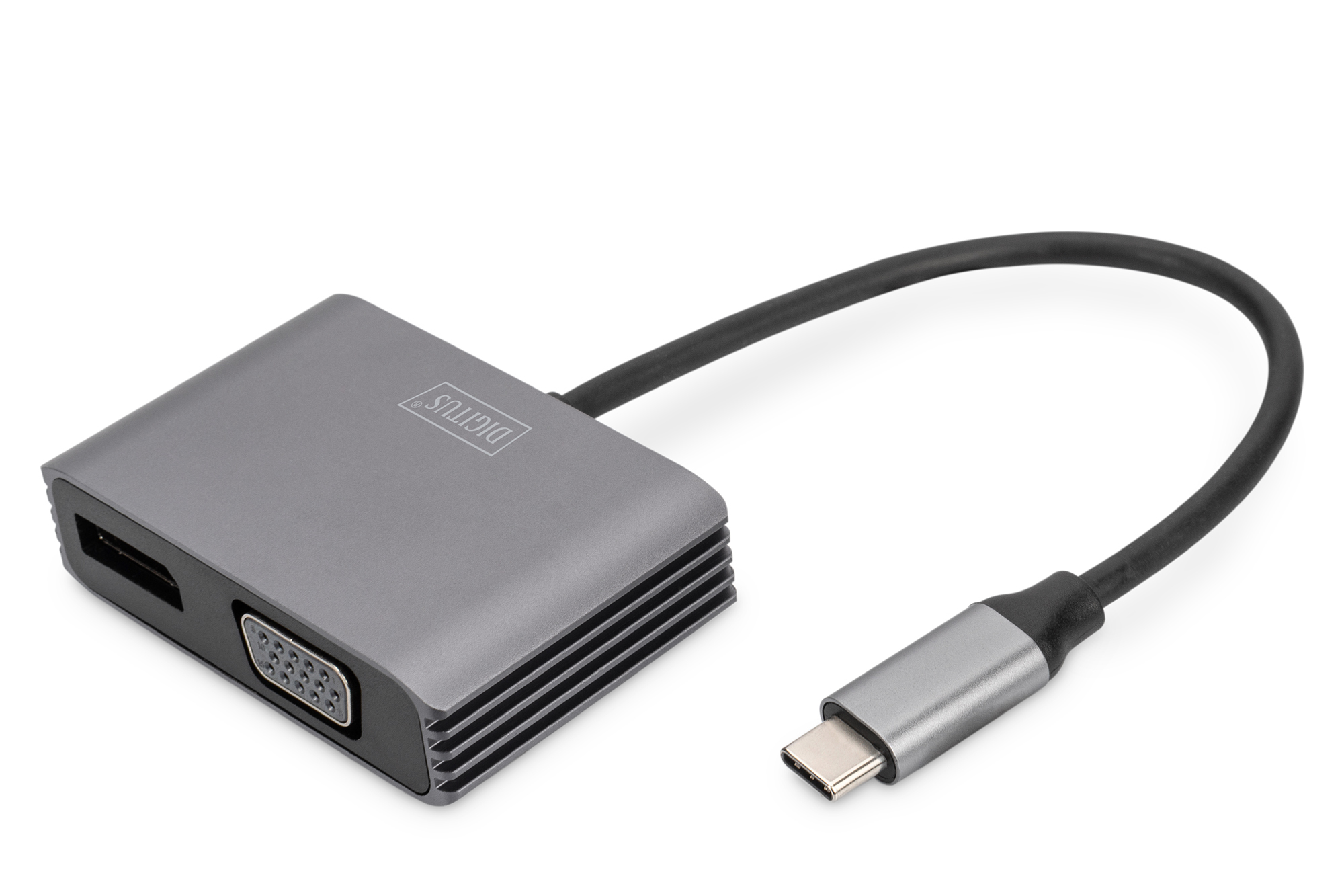 DIGITUS Adapter USB-C St. -> VGA Bu. /&shy; DP Bu. 4K/&shy;30Hz 20cm